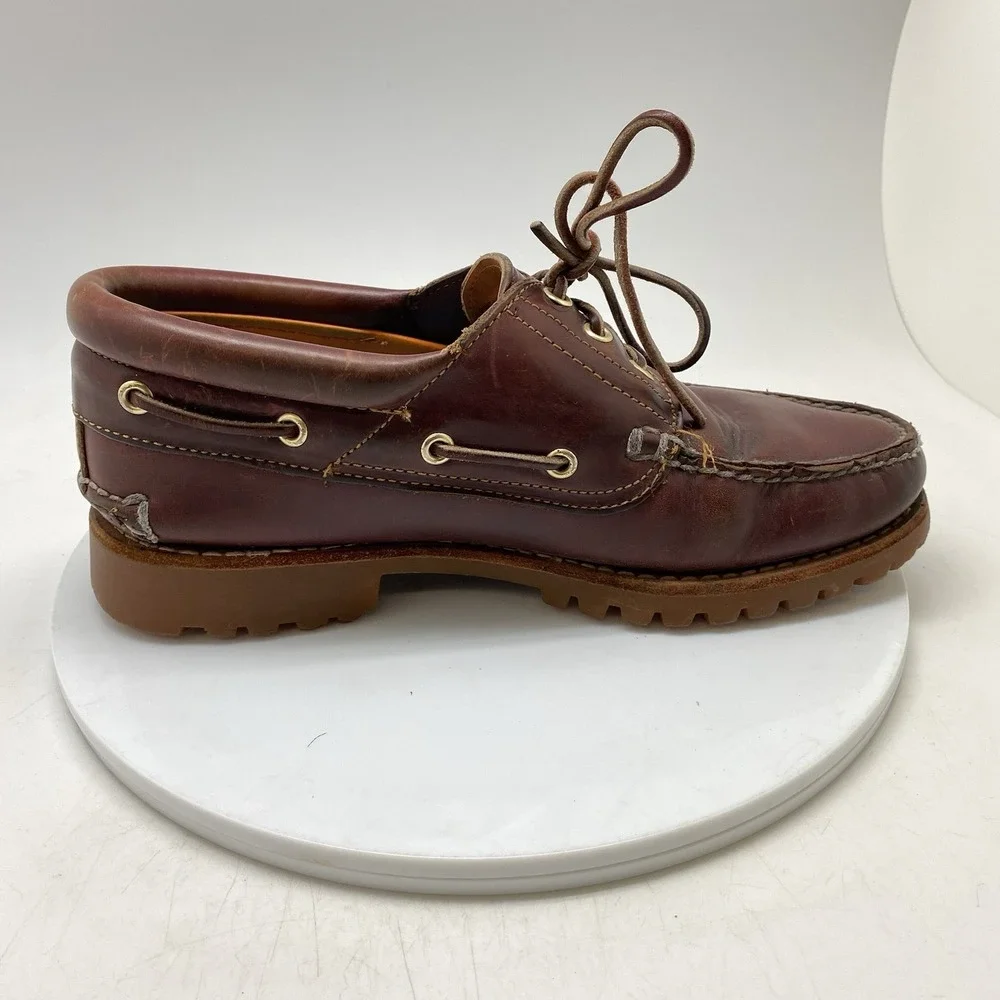 Timberland Sneakers Mens 9 M Handsewn Boat Shoes 3-Eye‎ Burgundy Preppy 50009